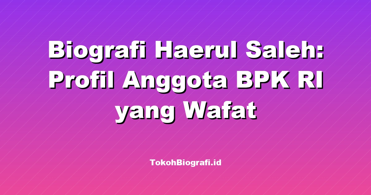 Biografi Haerul Saleh: Profil Anggota BPK RI yang Wafat